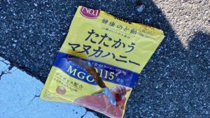 女性の原付バイクが熊と衝突して、ハチミツ飴食われる！！はちみつくまさん。