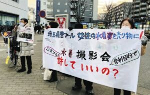 『公共プールで水着撮影会』いいの？街頭で、